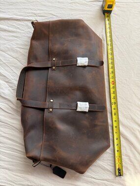 NWOT XL 30" Crazy Horse Genuine Leather Weekender Duffel Travel Bag + Dust Bag
